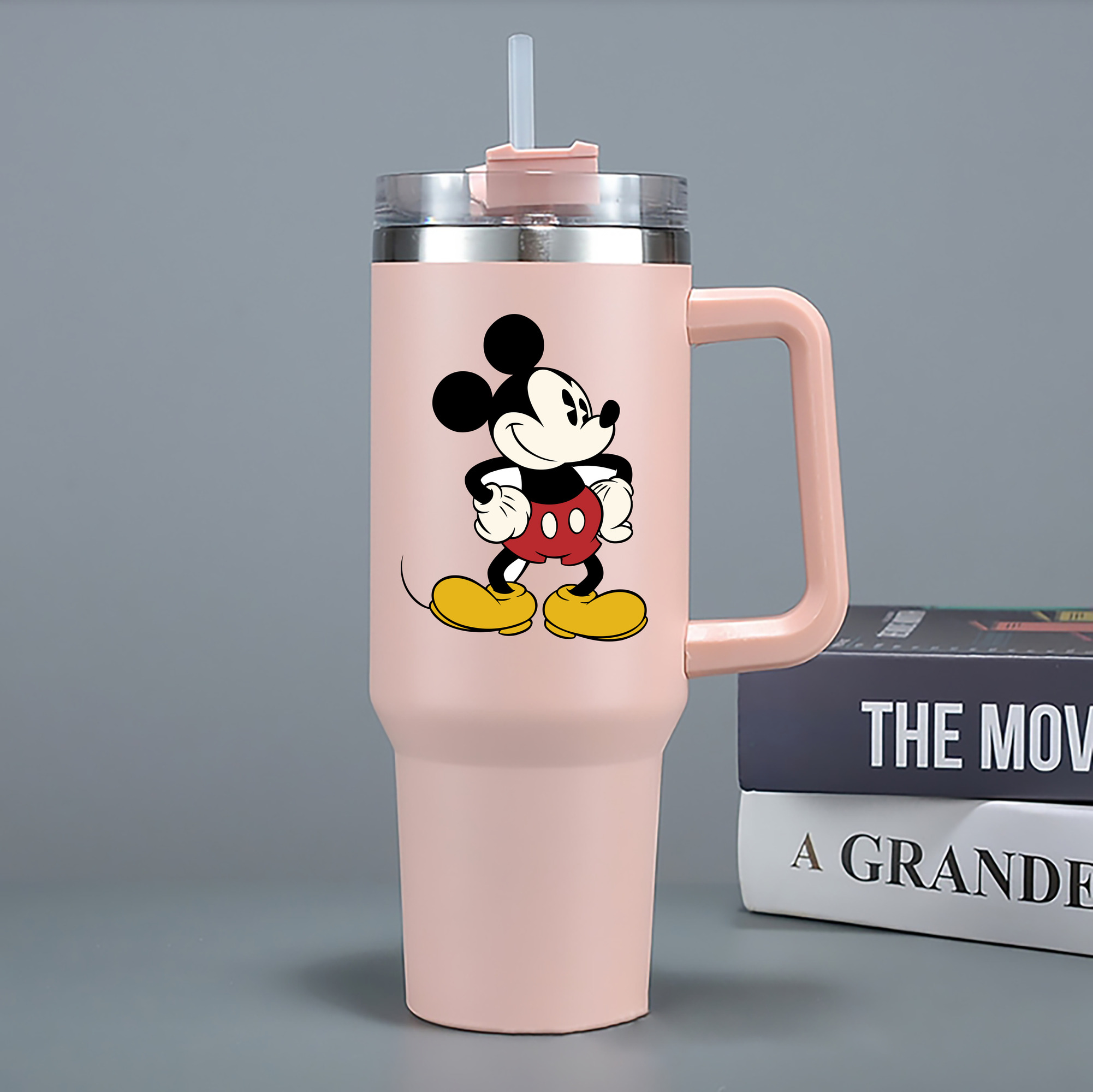（画像用） ミッキーマウス Mickey Mouse 1200mL車用タンブラー - クリスタルステッカー（プラスチックストロー付き）